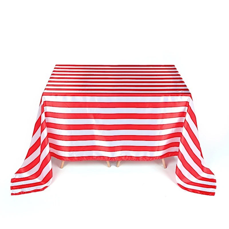 90" x 156" Satin Stripes Rectangular Tablecloth Wedding Party Decorations SALE - Image 1 of 1