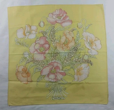 Salvatore Ferragamo Algodón Bufanda Bufandas Diadema Flor Vintang 16"×16" Foto 1 de 4