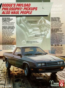 1983 Vintage Print Ad Dodge Rampage Payload Pickups Haul People Ram Tough Trucks - Bild 1 von 2