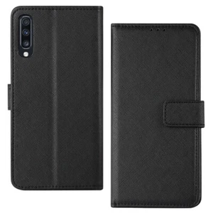 For Samsung Galaxy A70 Wallet Case Protective Cover w/ Card Holder & Stand Black - Picture 1 of 5