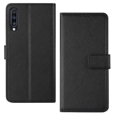 For Samsung Galaxy A70 Wallet Case Protective Cover w/ Card Holder & Stand Black - Image 1 of 4