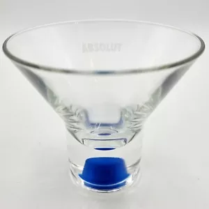 ABSOLUT VODKA CONE SHAPED BLUE EDITION MARTINI COCKTAIL GLASS THICK HEAVY BOTTOM - Picture 1 of 9