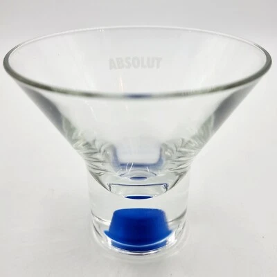 ABSOLUT VODKA CONE SHAPED BLUE EDITION MARTINI COCKTAIL GLASS THICK HEAVY BOTTOM - Image 1 of 4