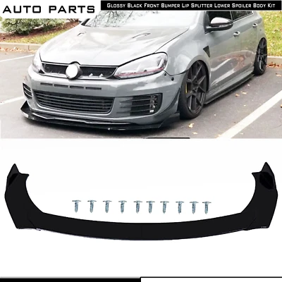Front Bumper Lip Spoiler Splitter Gloss Black For Volkswagen Polo Body Kit - Image 1 of 4
