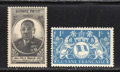 French Guiana 1945 SC# 171, 180 - Eboue Issue - Arms of Cayenne M-H Lot # 190 - Image 1 of 2