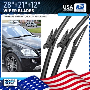 28"&21"&12" Set of 3 Wiper Blades For W164 2010-2011 Mercedes-Benz ML450 Quality - Picture 1 of 13
