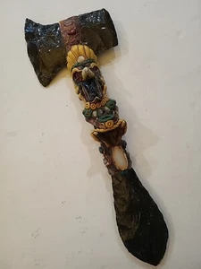 MEXICAN AZTEC MAYAN Onyx / Obsidian Stones WARRIOR AXE SHAPED HANDMADE FIGURINE - Picture 1 of 17