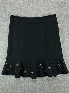 Worthington Skirt Womens 6 Black Grommet Ruffle A Line Work Casual Ladies - Picture 1 of 11