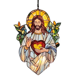 Colección Jesús Atrapasol 6/8 pulgadas Ventana Cristiana Acrílico Decoración Manchada - Imagen 1 de 11