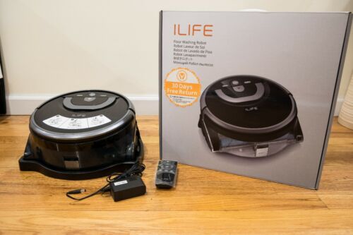 iLife Shinebot W400 Floor Washing Mop Robot, Black and Silver