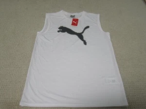 Puma Shirt Jungen Large weiß 12-13 ärmellos Rundhalsausschnitt neu mit Etikett Polyester Grafik - Bild 1 von 8