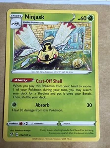 * 014/185 Ninjask Rare Card SWSH-04 Vivid Voltage Pokémon TCG - Picture 1 of 1