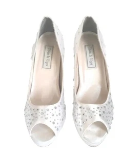 Damen Plateau Heels 8,5 m silber Oberstoff Strass Nieten, gebraucht - Bild 1 von 7