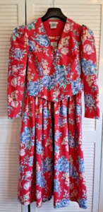 Vintage Rare 1980s Laura Ashley Floral Dress size 14 & Bolero Jacket Size 12 - Picture 1 of 17
