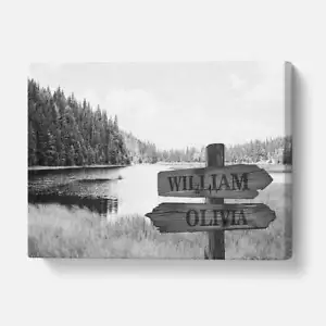 Custom Multiple Names Lake Canvas - Picture 1 of 14