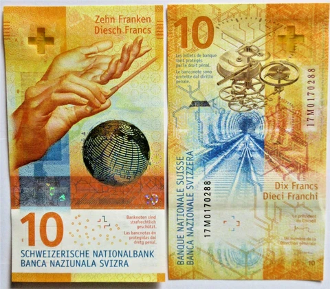 WORLD BANKOTES(item1589) SWITZERLAND 10 FRANKEN 2017 P75a A/UNC Cover