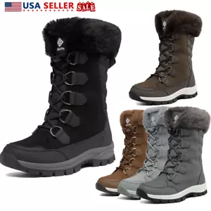 Women Winter Warm Lining Anti-slip Outsole Snow Boots Waterproof Mid Calf Boots - Picture 1 of 22