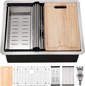 24 Inch Undermount Kitchen Sink, 24 X 19 Inch Sink Kitchen 16 Gauge Stainless S - Picture 1 of 9