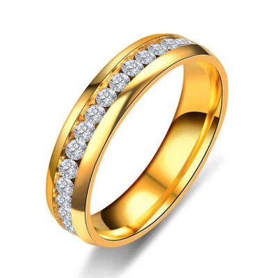 MenWomen CZ Couple Stainless Steel Wedding Rings Titanium Engagement Band 5-13^⇓ - Image 1 of 4