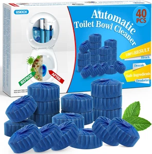 Toilet Bowl Cleaner Tablets 40 PACK, Blue Automatic Toilet Cleaner with Bleach, - Picture 1 of 11