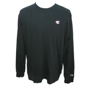 New CHAMPION Men's (Size XL) Solid Black Crew Neck Logo Sweatshirt Pullover Top - Picture 1 of 5