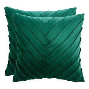 Dark Green Velvet Throw Pillow Covers 18x18 inch Pack of 2 Decorative Pillow ... - Picture 1 of 6