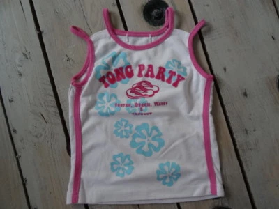 T-shirt débardeur sans manches blanc imprimé fleurs tong party Taille 4 ans - Photo 1/4