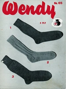 ~ Vintage 60er Jahre Wendy Strickanleitung für drei Paar Herrensocken ~ - Bild 1 von 1