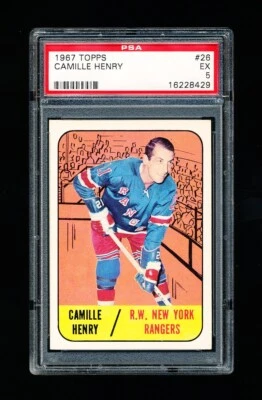 1967 TOPPS HOCKEY 26 CAMILLE HENRY PSA 5 EXCELLENT RANGERS - Image 1 of 3