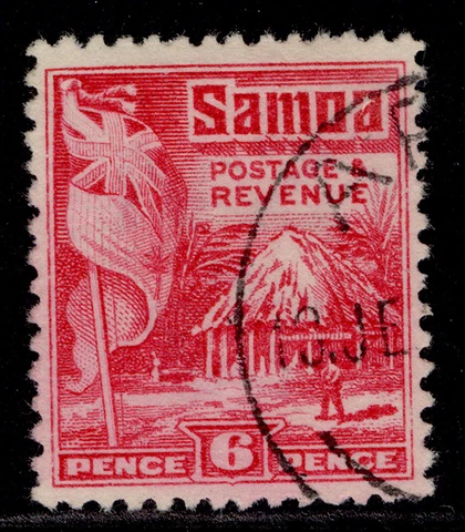 SAMOA GV SG161, 6d bright carmine, FINE USED Cover