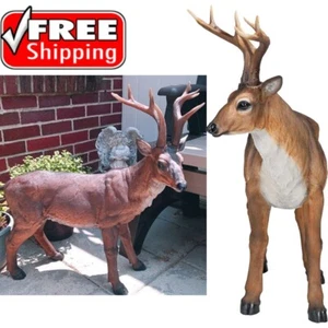 Deer Statue Outdoor Large Garden Lawn Decor Wild Animals Realistic Patio Yard - Picture 1 of 8