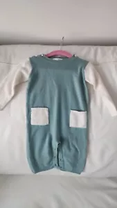 Marie Chantal Unisex Cashmere Babygrow Romper Age 18M Cream And Green - Picture 1 of 7