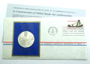 Franklin Mint The Leatherworker Sterling Silver Proof Coin Medal Postmasters - Picture 1 of 4