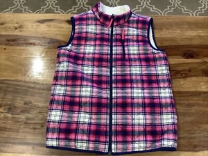 Vineyard Vines Quilted Vest Girls Size 14 Sherpa Lining Pink Plaid - Picture 1 of 8