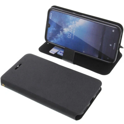 Custodia per Nokia 2.2 Book-Style Protettiva Cellulare a Libro Nero - Immagine 1 di 4