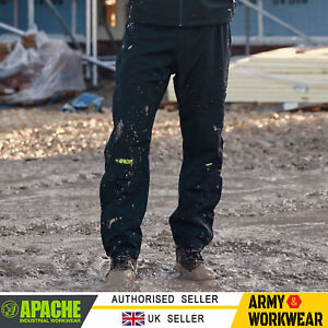 Apache Quebec Black Waterproof Elastic-Waist Zip-Leg Work Over-Trouser Pants