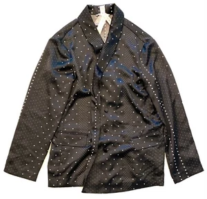 Victoria's Secret Abendblazer Satin Jacquard Bett schwarz weiß Punkte L XL neu mit Etikett - Bild 1 von 9