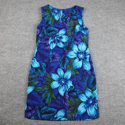 Connected Apparel Dress Womens 10 Blue Green Sleeveless Sheath Floral Tropical - Image 1 of 4