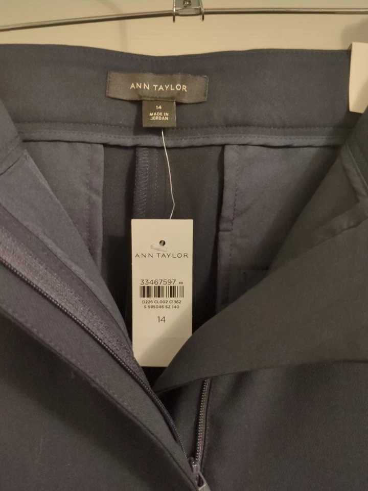 Ann Taylor The Kate Corte Pierna Ancha Talla 14 Tiro Alto con Bolsillos, Cremallera y Botón Foto 1 de 4