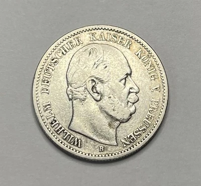1876 B German States Prussia 2 Mark Coin - 90% Silver - Image 1 of 2