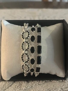 Bomb Party Luxe Layer Armband "Countless Sparkle" Black Onyx CZ Silber Pl - Bild 1 von 5