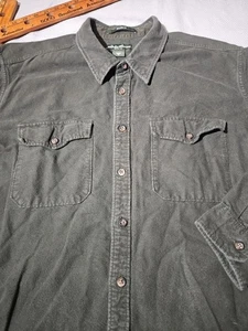 Camisa De Colección Eddie Bauer Para Hombres XL Alta Verde Botón Algodón Cepillado Franela Preppy - Imagen 1 de 12