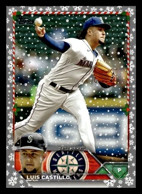 2023 Topps Holiday #H156 Luis Castillo Metallic Seattle Mariners - Image 1 of 2