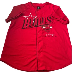 Camiseta de béisbol roja de los Chicago Bulls de la NBA 100 % poliéster para hombre talla grande” - Imagen 1 de 9