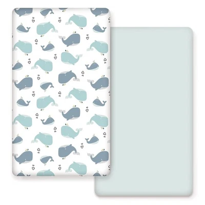 Juego de 2 sábanas ajustadas de punto elástico ultra suave para cuna, se adapta a todos los soportes... Foto 1 de 4