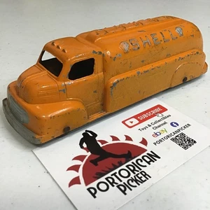 VINTAGE TOOTSIETOY ORANGE GMC SHELL OIL GAS TANKER TRUCK 5.5” METAL DIE CAST USA - Picture 1 of 9