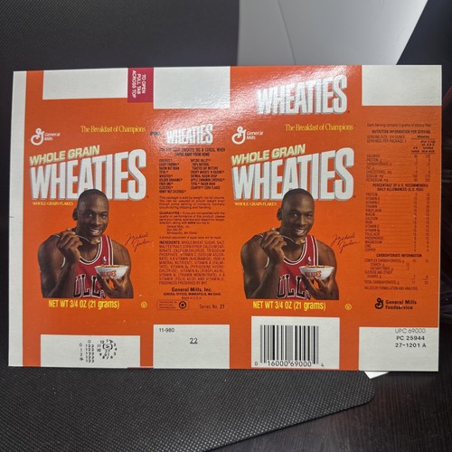 1989 Wheaties Cereal Michael Jordan Flat Mini Box Promo 6x8 Raro