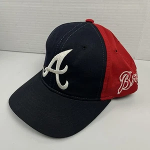 Vintage 90s Starter Atlanta Braves MLB Navy Blue Red Snapback Hat The Right Hat - Picture 1 of 8