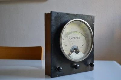 Ampèremètre ancien bois bakélite et métal compteur science électricité science - Photo 1/4