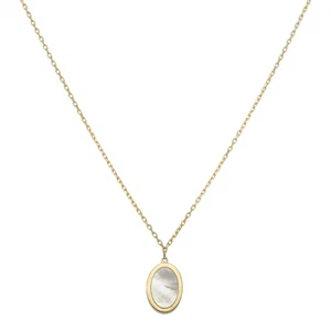 Neu 9 kt Gelbgold Perlmutt Oval Anhänger & Halskette 455 mm (18") 9 kt Go... - Bild 1 von 2